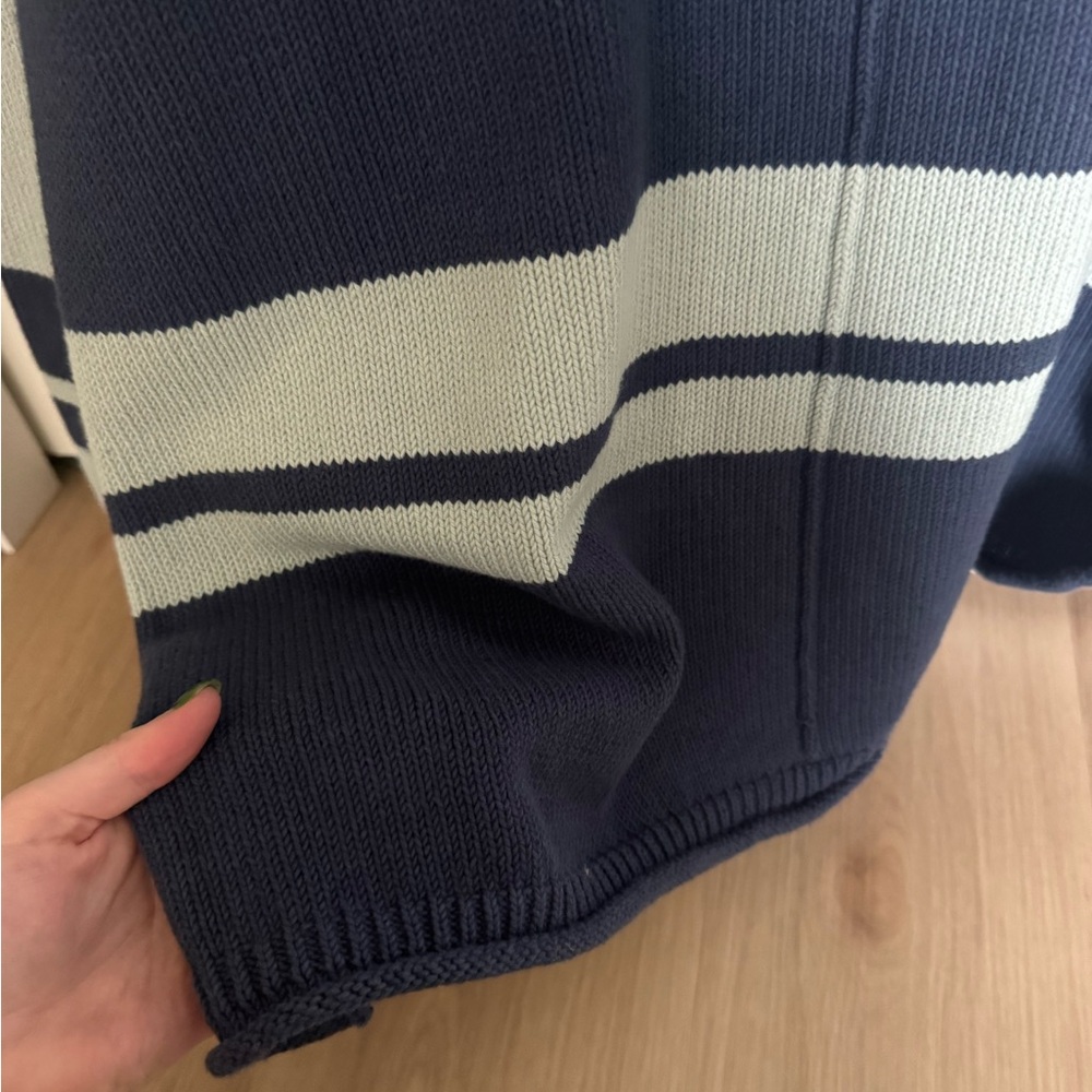 NWT We The Free Ella Colorblock Roll Neck Knit Sweater Blue Combo 97% Cotton - Picture 7 of 7